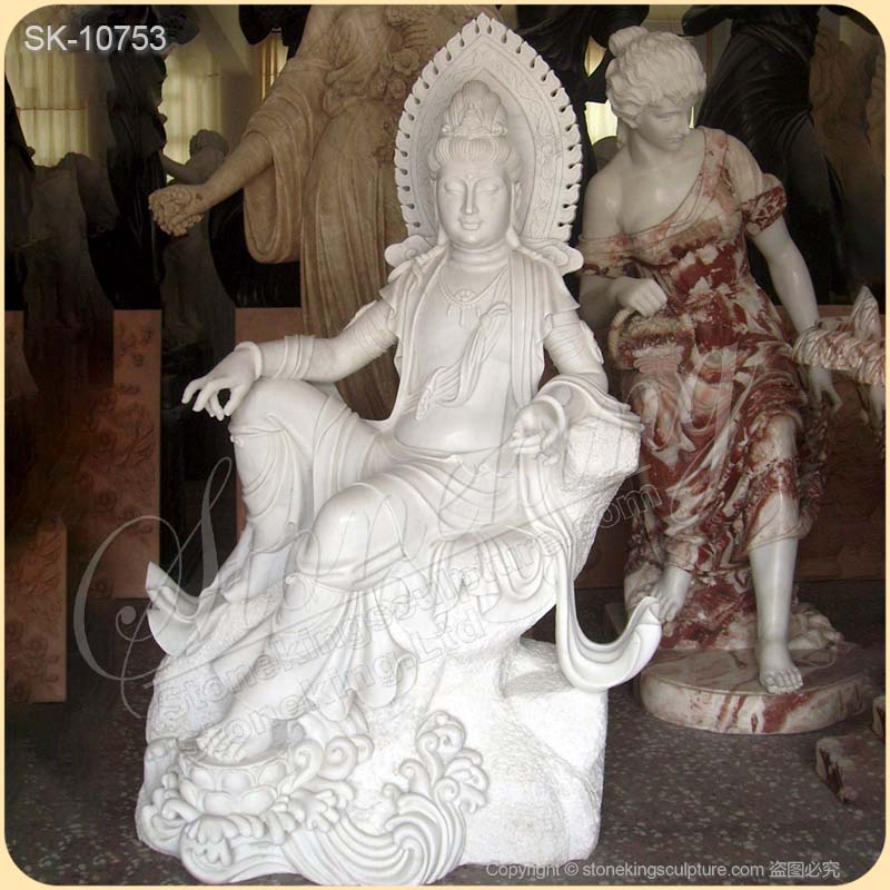 Factory Price White Marble Female Buddha Guan Yin Garden Statue for Outdoor and Indoor Decor for sale