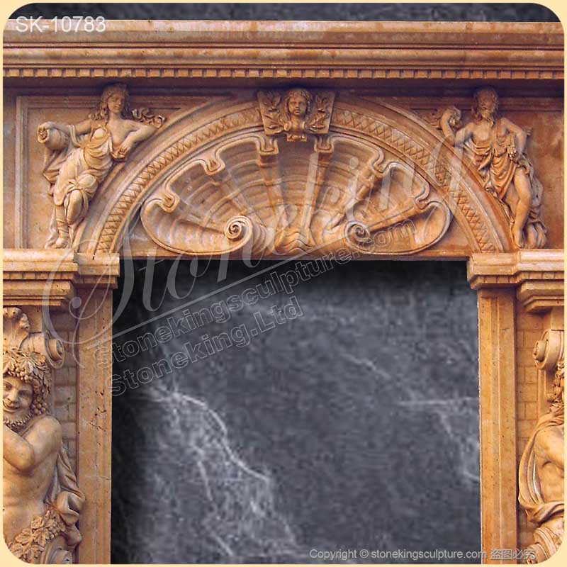 Factory Price Hand Carved Marble Stone Doorway with Telamon Sculptures for Entrance for sale