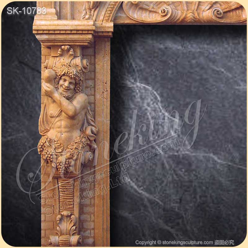 Factory Price Hand Carved Marble Stone Doorway with Telamon Sculptures for Entrance for sale