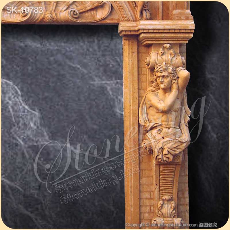 Factory Price Hand Carved Marble Stone Doorway with Telamon Sculptures for Entrance for sale