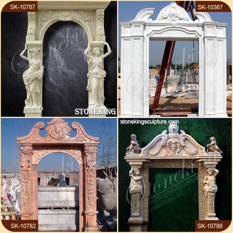 Factory Price Hand Carved Marble Stone Doorway with Telamon Sculptures for Entrance for sale