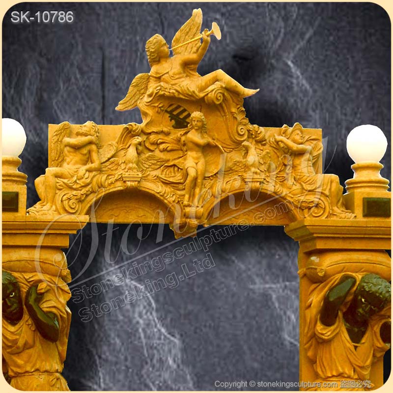 European Style Hand Carved Marble Door Frame with Angel and Blackamoor Sculptures for sale