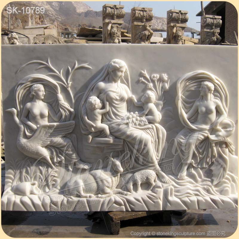 Manufacturer Hand Carved Marble High Relief Sculpture of Tellus and Goddess Carvings for sale