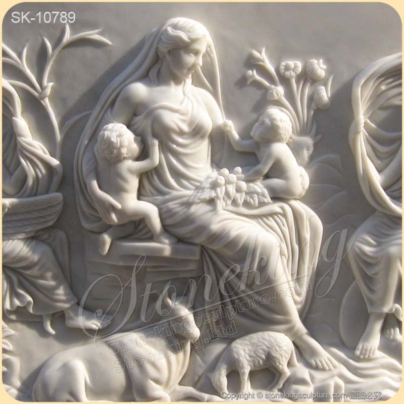 Manufacturer Hand Carved Marble High Relief Sculpture of Tellus and Goddess Carvings for sale