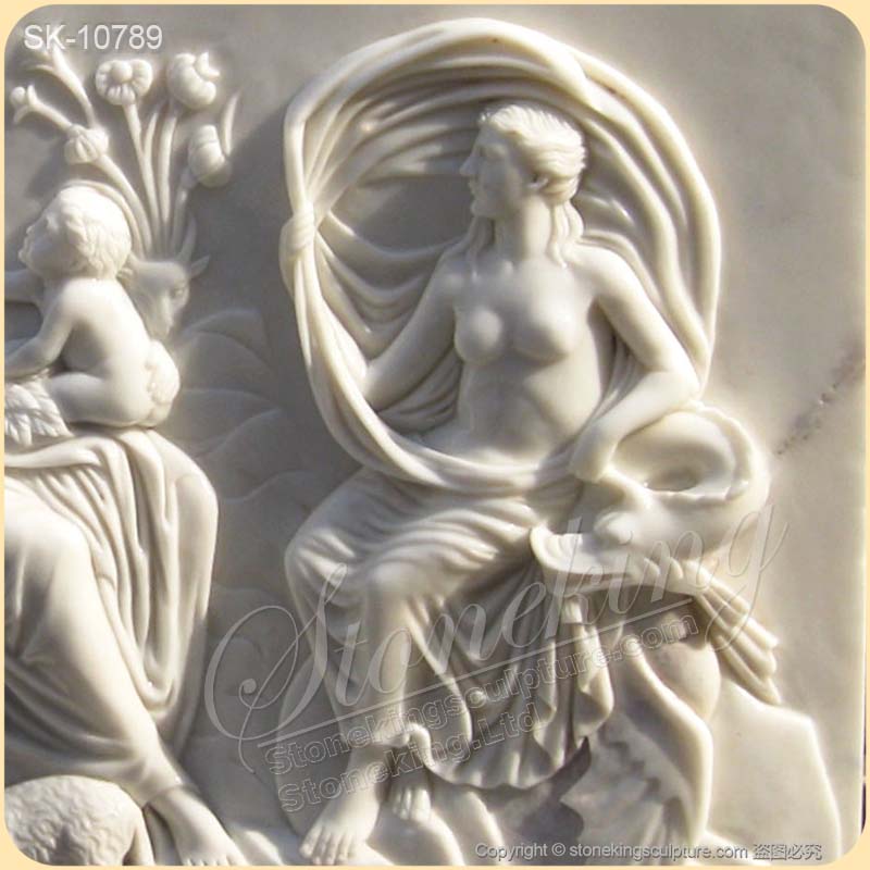 Manufacturer Hand Carved Marble High Relief Sculpture of Tellus and Goddess Carvings for sale