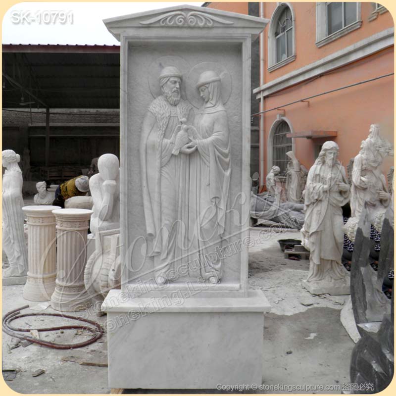 Manufacturer Religious Marble Low Relief Sculpture of Peter and Fevronia Carving for sale