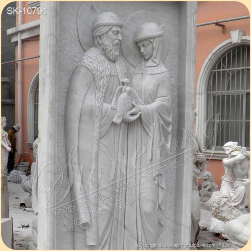 Manufacturer Religious Marble Low Relief Sculpture of Peter and Fevronia Carving for sale