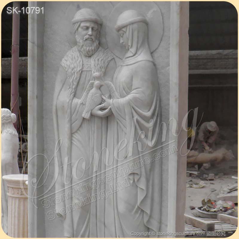 Manufacturer Religious Marble Low Relief Sculpture of Peter and Fevronia Carving for sale