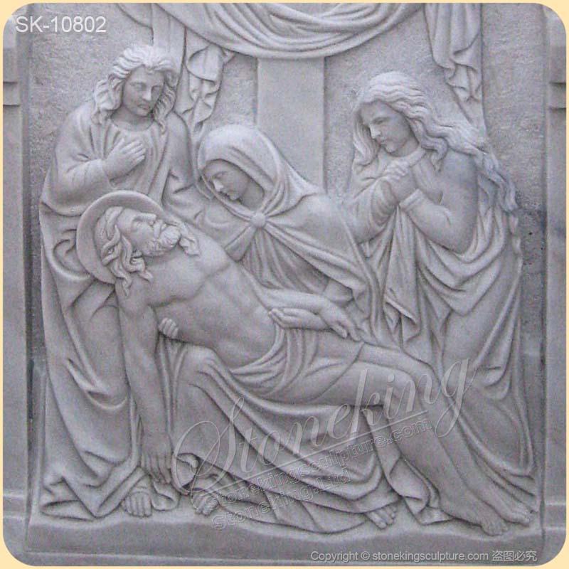 Outdoor Hand Carved Catholic Stations of the Cross Low Relief Art for Churches for sale