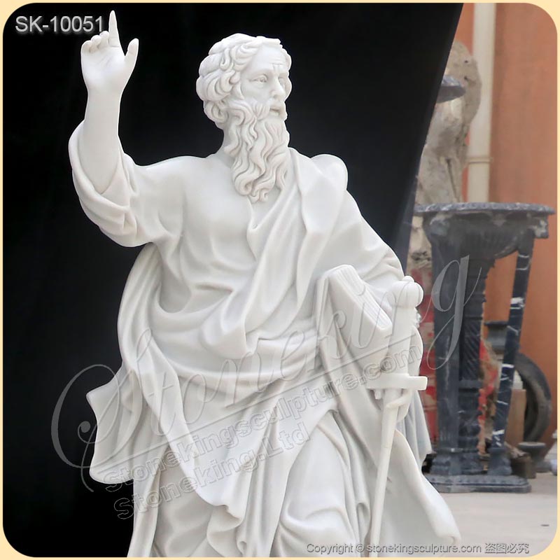 Factory Supplier White Marble Catholic Saint Paul Statue of the Apostle for Church for sale