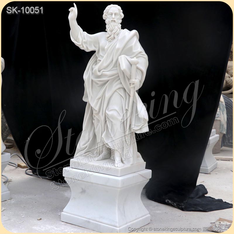 Factory Supplier White Marble Catholic Saint Paul Statue of the Apostle for Church for sale