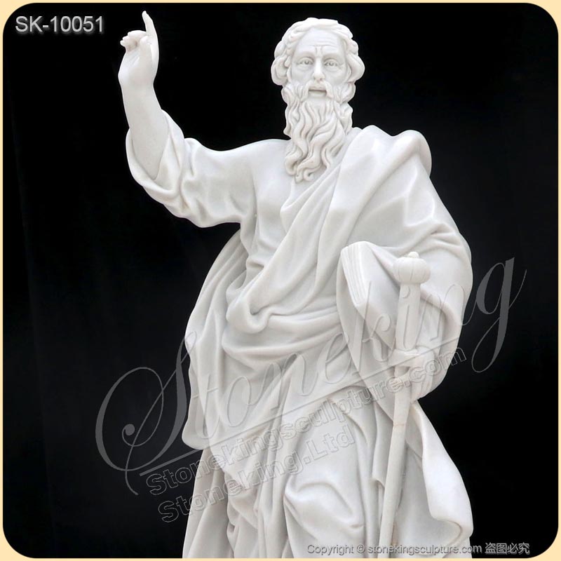 Factory Supplier White Marble Catholic Saint Paul Statue of the Apostle for Church for sale