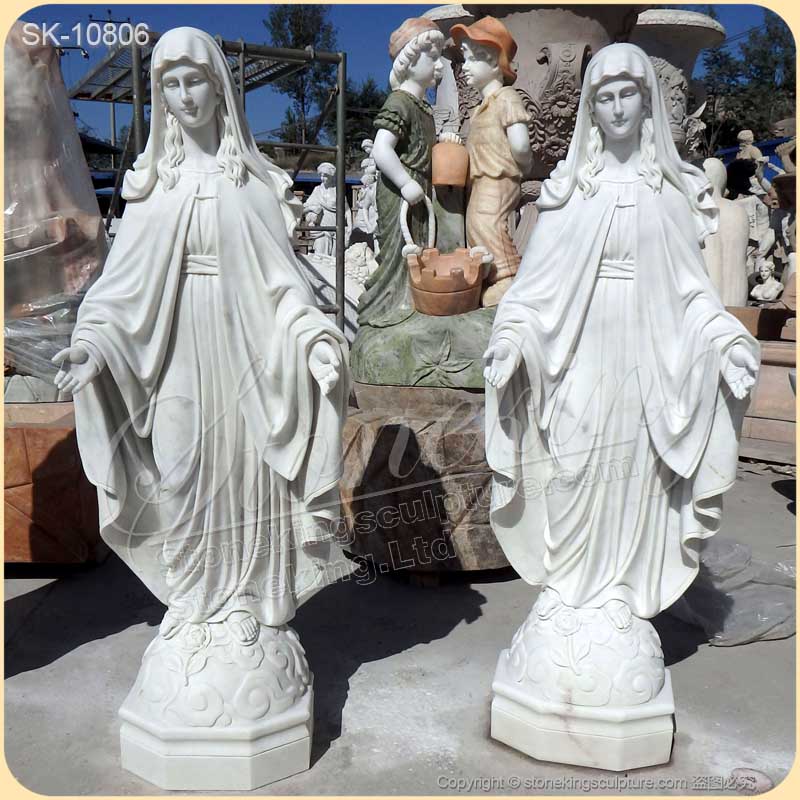 Manufacturer Life Size White Marble Virgin Mary Statue for Outdoor and Indoor Decor for sale