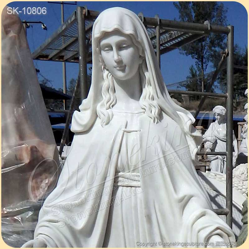 Manufacturer Life Size White Marble Virgin Mary Statue for Outdoor and Indoor Decor for sale