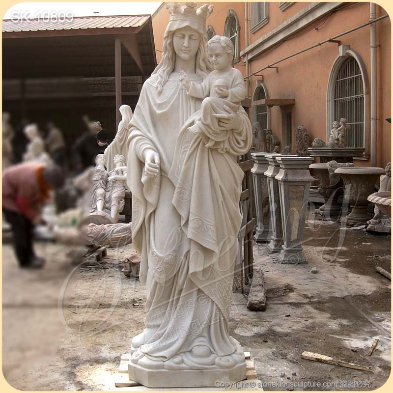 Outdoor Life Size Mother Mary Holding Baby Jesus Statue for Garden and Home Decor for sale