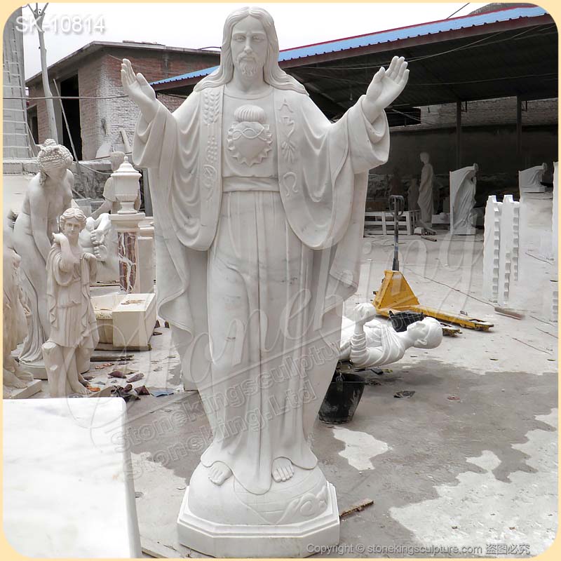 Religious Hand Carved Life Size Marble Jesus Christ Statue for Church and Home for sale