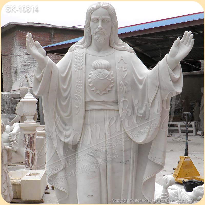 Religious Hand Carved Life Size Marble Jesus Christ Statue for Church and Home for sale