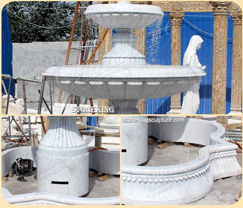 Outdoor Marble 2 Tier Water Fountain with Pool for Garden or Patio Decor for sale