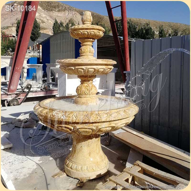 Manufacturer Travertine Stone 3 Tier Fountain for Outdoor Garden and Backyard for sale