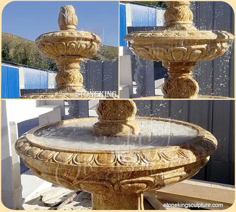 Manufacturer Travertine Stone 3 Tier Fountain for Outdoor Garden and Backyard for sale