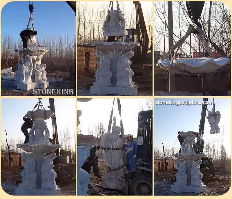 Factory Price White Marble Outdoor Tiered Fountain for Garden and Home Decor for sale