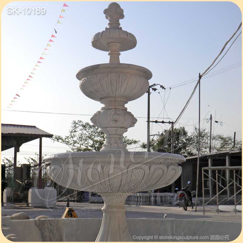 Factory Supply Large White Marble Tiered Water Fountain for Outdoor Garden for sale