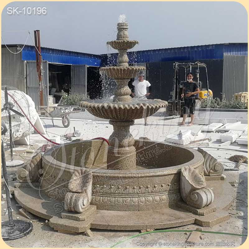 Manufacturer Three Tier Solid Granite Water Fountain for Outdoor Landscaping for sale