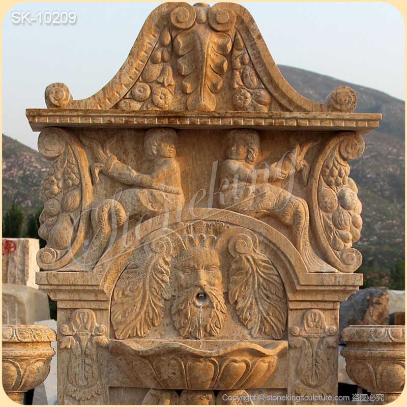 Manufacturer Hand Carved Large Marble Wall Water Fountain for Outdoor Decor for sale