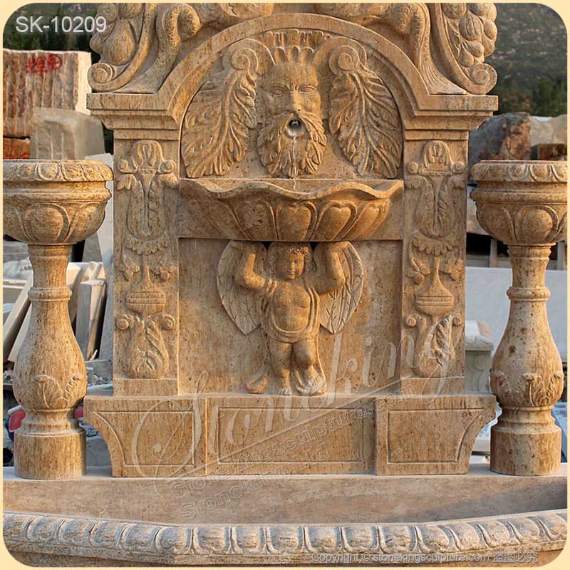 Manufacturer Hand Carved Large Marble Wall Water Fountain for Outdoor Decor for sale