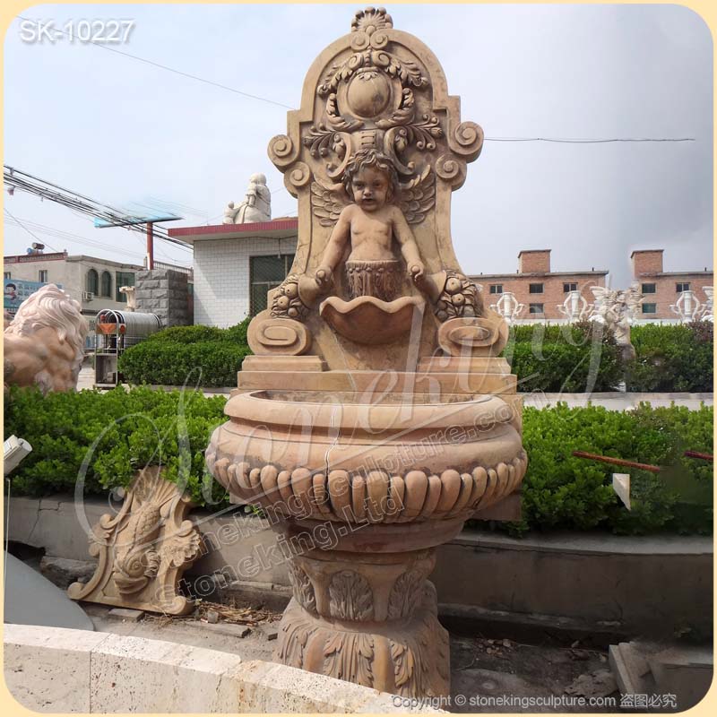 High Quality Yellow Marble Decorative Wall Fountain for Outdoor Garden and Patio for sale