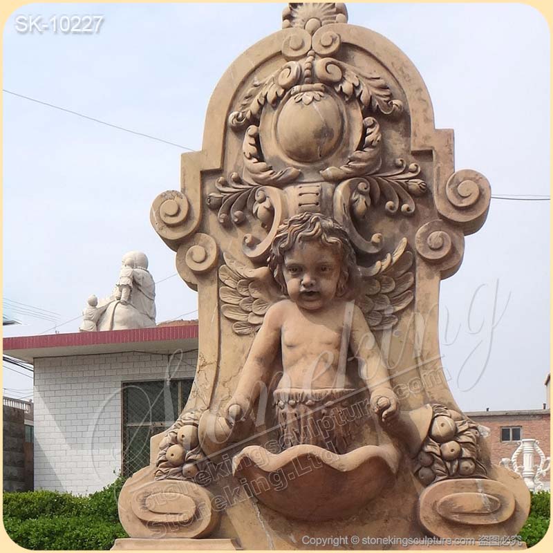 High Quality Yellow Marble Decorative Wall Fountain for Outdoor Garden and Patio for sale