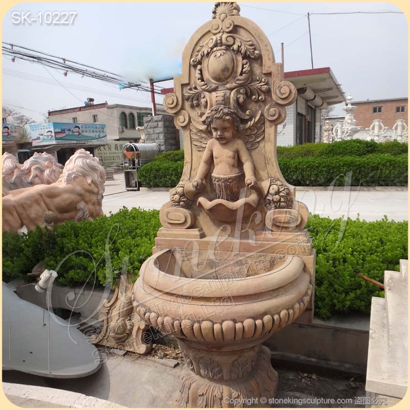 High Quality Yellow Marble Decorative Wall Fountain for Outdoor Garden and Patio for sale