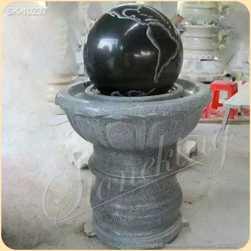 Manufacturer Outdoor Black Granite Ball Fountain for Garden and Patio for sale