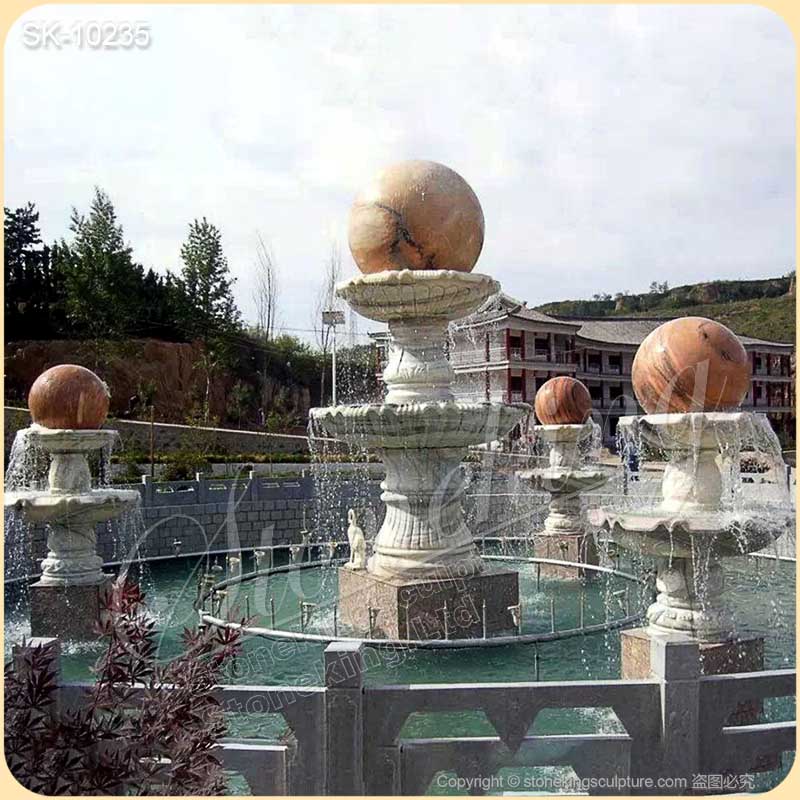 High Quality Outdoor Solid Marble Sphere Water Fountain for Garden and Park Decor for sale