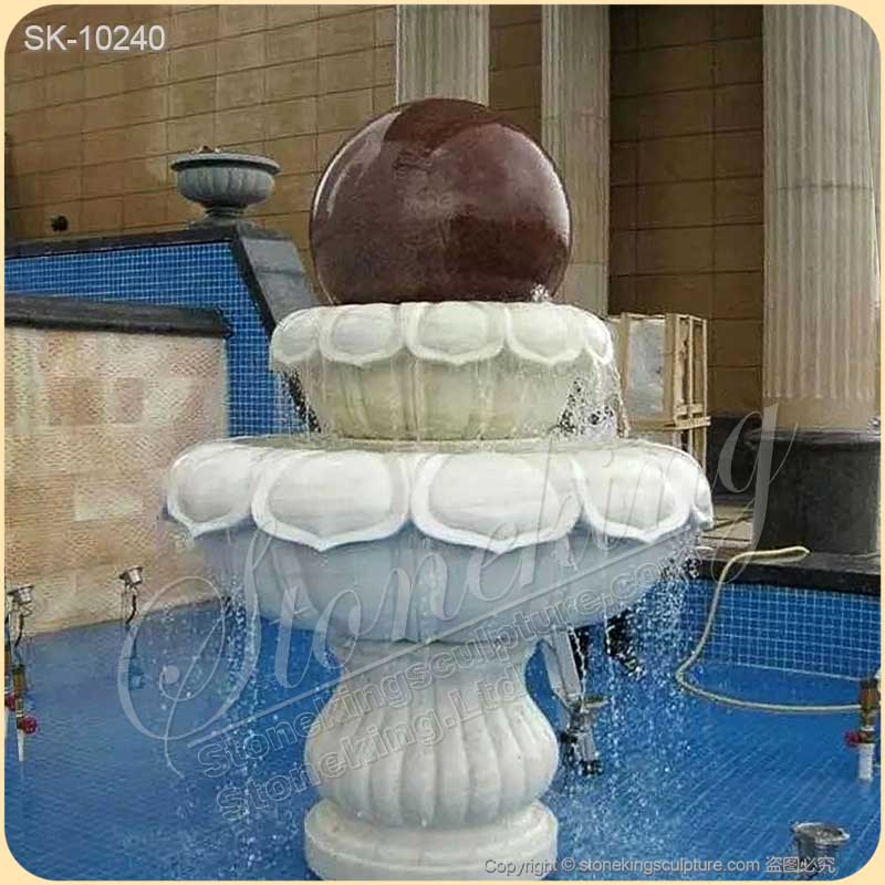 High Quality Outdoor Solid Marble Sphere Water Fountain for Garden and Park Decor for sale