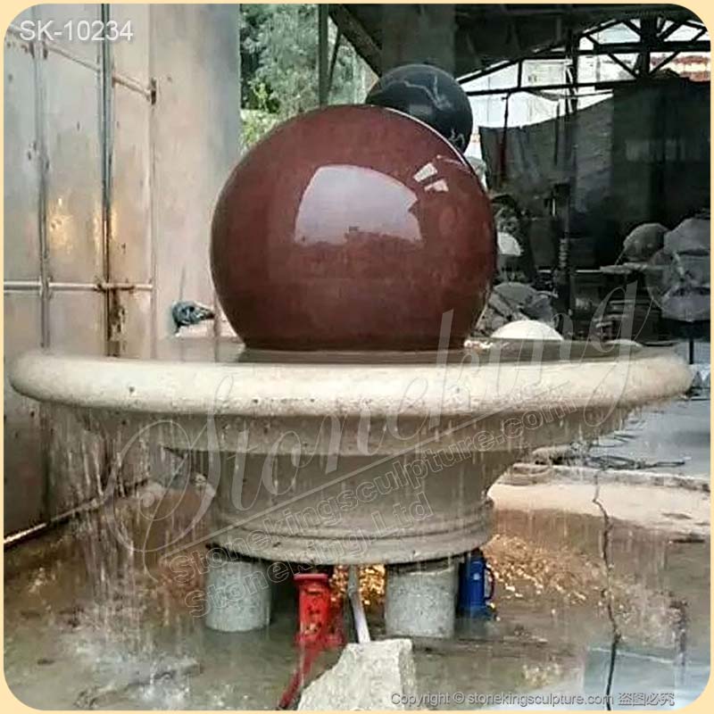 High Quality Outdoor Solid Marble Sphere Water Fountain for Garden and Park Decor for sale