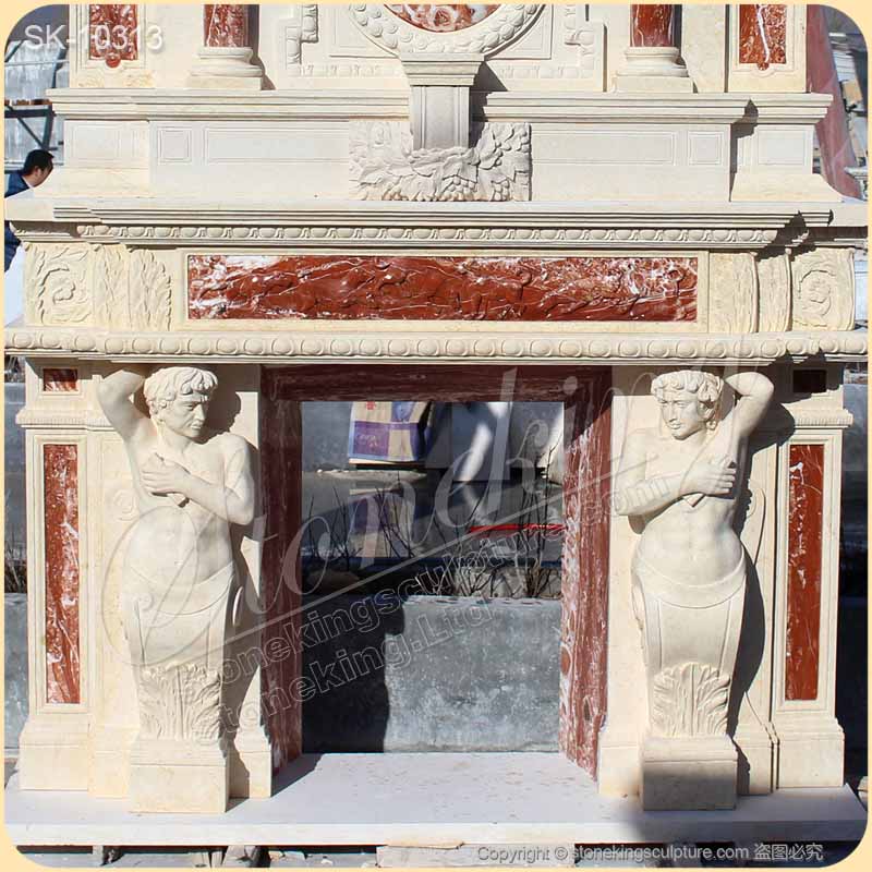 Factory Supplier Overmantel of White Marble Tall Fireplace Mantel for Home Decor for sale