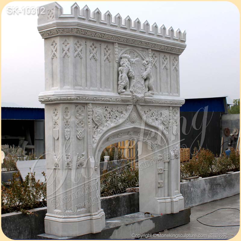 Overmantel White Marble Custom Fireplace Surround Mantel Shelf for Home Decor for sale