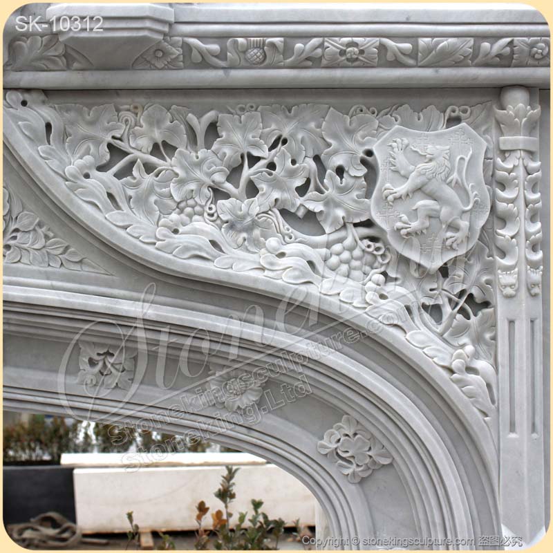 Overmantel White Marble Custom Fireplace Surround Mantel Shelf for Home Decor for sale