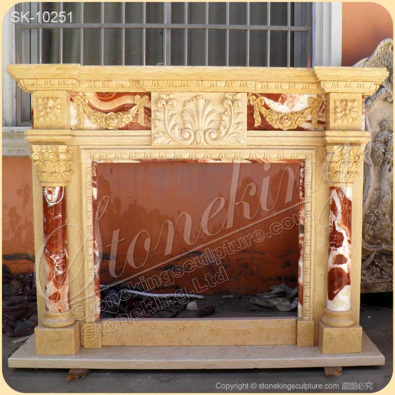 Manufacturer Hand Carved Marble Decorative Fireplace Surround with Columns for sale