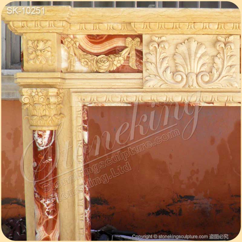 Manufacturer Hand Carved Marble Decorative Fireplace Surround with Columns for sale