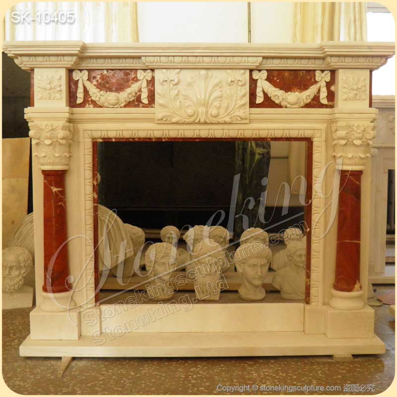 High Quality Solid Marble Victorian Fireplace Surround with Corinthian Columns for sale