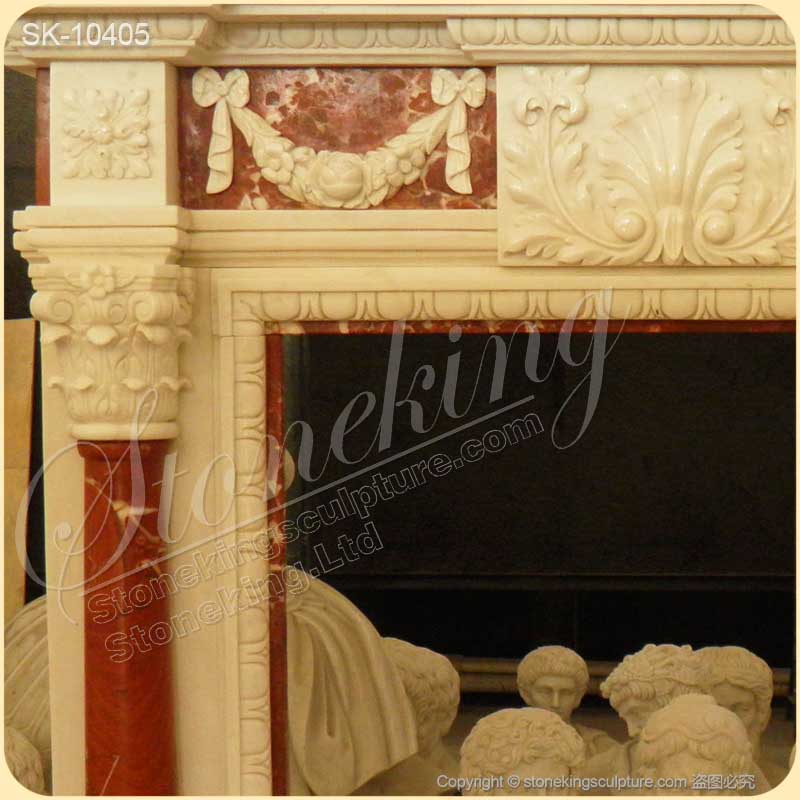 High Quality Solid Marble Victorian Fireplace Surround with Corinthian Columns for sale