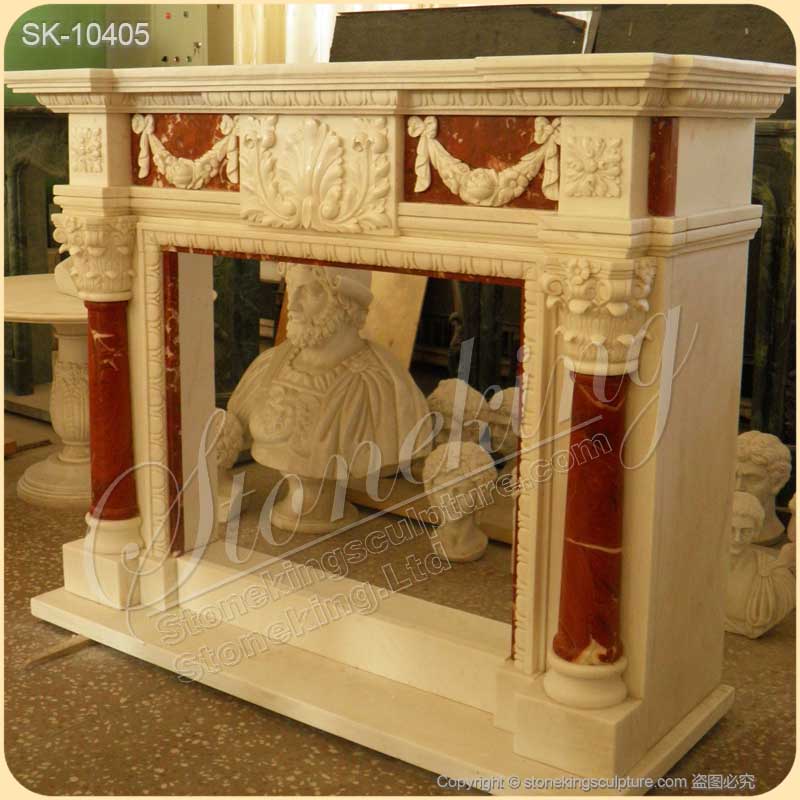 High Quality Solid Marble Victorian Fireplace Surround with Corinthian Columns for sale