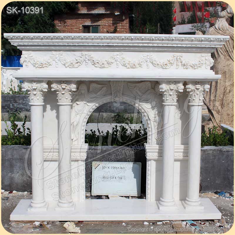 Factory Price Modern White Marble Fireplace Surround Mantel for Home Decor for sale