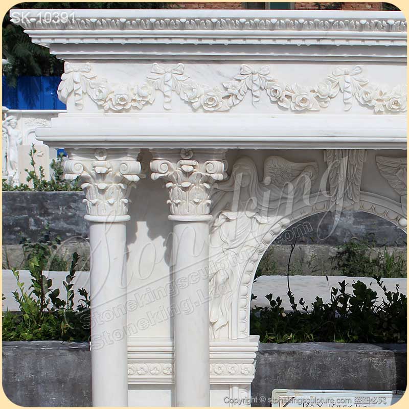 Factory Price Modern White Marble Fireplace Surround Mantel for Home Decor for sale