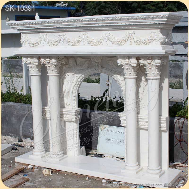 Factory Price Modern White Marble Fireplace Surround Mantel for Home Decor for sale