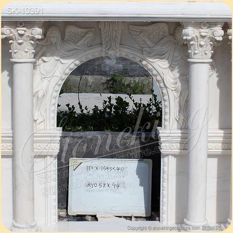 Factory Price Modern White Marble Fireplace Surround Mantel for Home Decor for sale