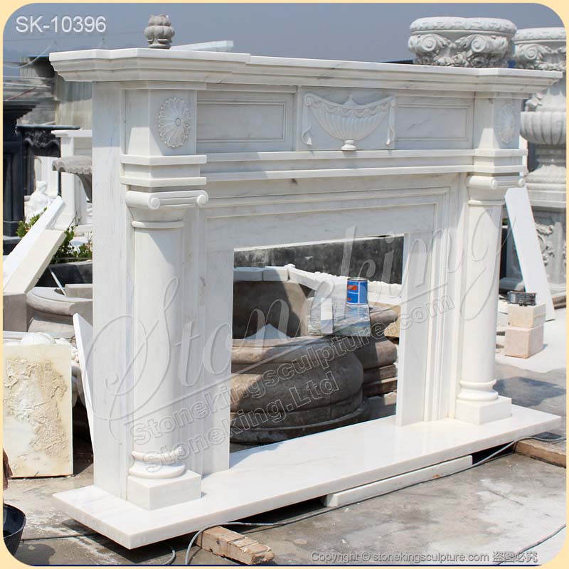 Factory Supply Modern Solid White Marble Fireplace Mantel Shelf for Living Room for sale