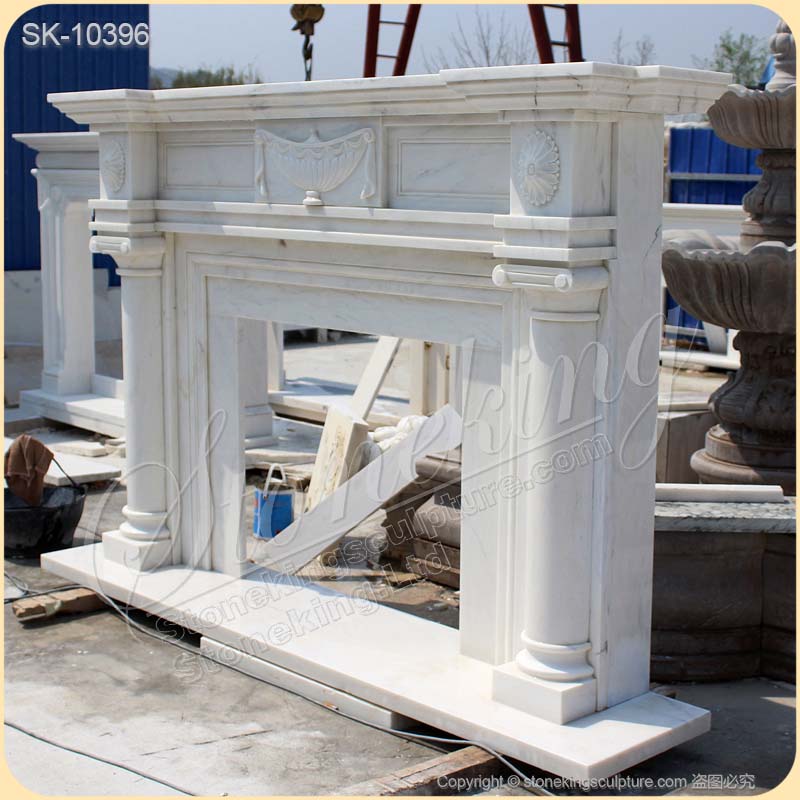 Factory Supply Modern Solid White Marble Fireplace Mantel Shelf for Living Room for sale